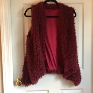 EUC Maroon Fuzzy Vest Medium